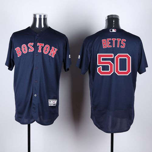 Red Sox #50 Mookie Betts Navy Blue Flexbase Authentic Collection Stitched MLB Jersey - Click Image to Close